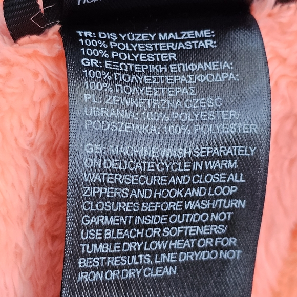 The North Face Fuzzy Cozy Plush Fleece Jacket Vibrant Unique Rare Neon Coral - Picture 13 of 16